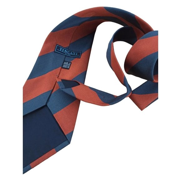 TINCATI Orange Striped Silk Tie ITALY 57"/4" EC - Picture 10 of 10